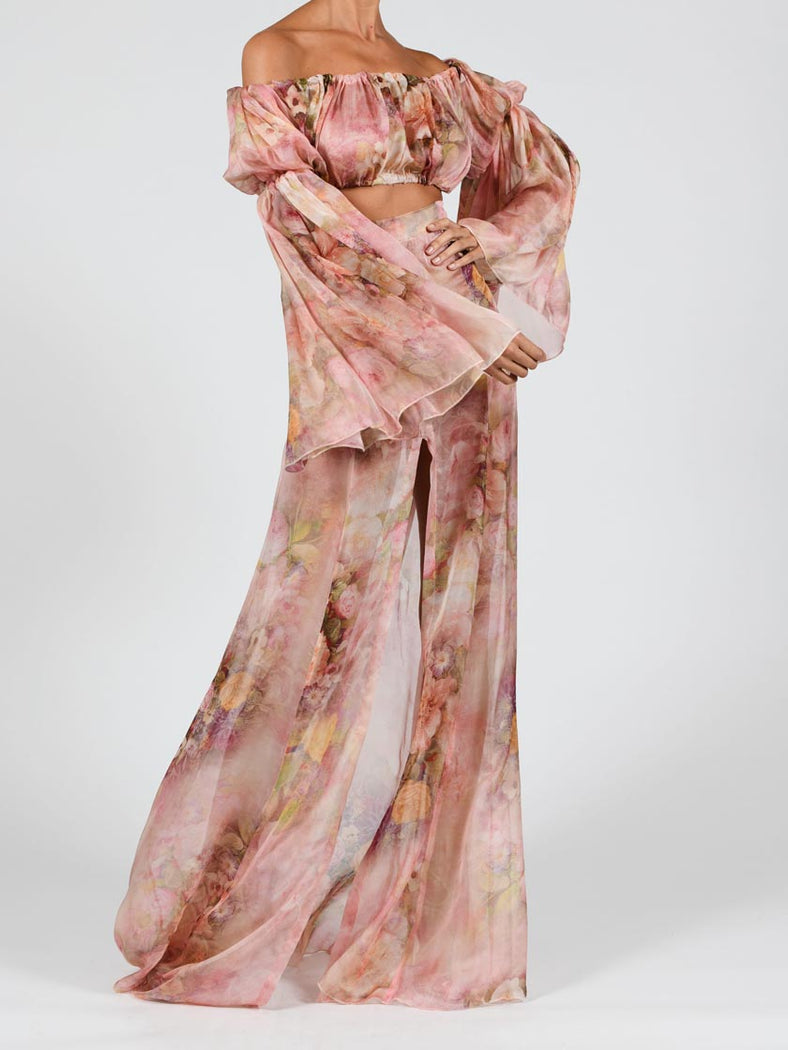 Ava Maxi Skirt Set In Rose Silk – The ...